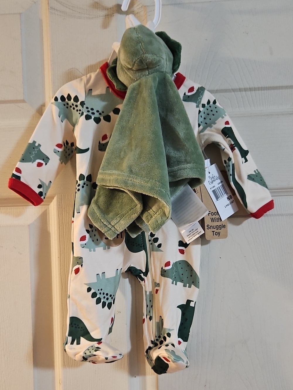 BABY ESSENTIALS DINOSAUR CHRISTMAS PJ 2 PIECE SET: NEW WITH TAGS: SIZE NEWBORN